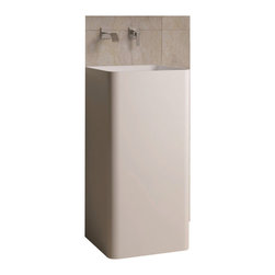 ADM Bathroom Design - ADM Square Freestanding Pedestal Sink, White, 16", Glossy White - Bathroom Sinks