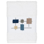 Linum Home Textiles - Khloe Embellished Washcloth - The KHLOE Embellished Towel Collection features a mod geometric grid embroidery on a woven textured border.