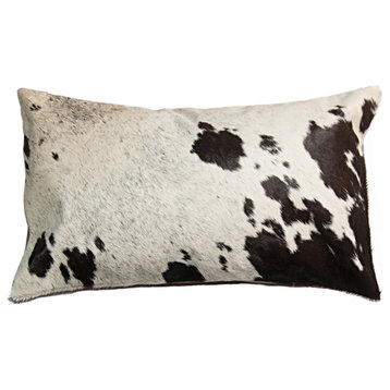 12"x20" Torino Cowhide Pillow, Salt and Pepper/Chocolate and White