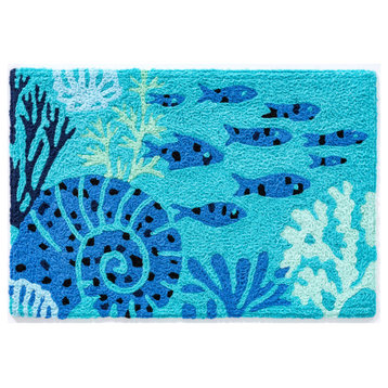 Aquamarine Fish & Coral, Indoor Outdoor Accent Doormat,  20"x30"