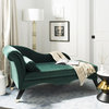 Karen Velvet Chaise W/ Pillow Emerald/ Espresso