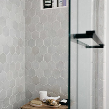 six-sided sophistication in sf girl by bay's bohemian chic hexed bathroom design