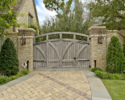 Brick Column Gated Driveway | Houzz