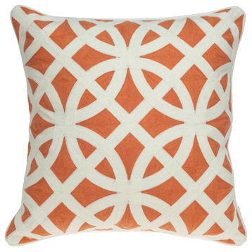 HomeRoots 20" x 7" x 20" Transitional Orange Pillow Cover With Poly Insert