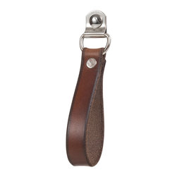 Walnut Studiolo - Leather Drawer Pull, The Burnside, Dark Brown, Large, Nickel - Cabinet And Drawer Handle Pulls