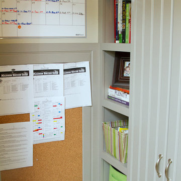 Custom Mudroom with Lockers, Cubbies, and Built-in Bulletin Board and Calendar W
