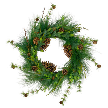 Long Needle and Pine Cones Artificial Christmas Wreath, 28", Unlit