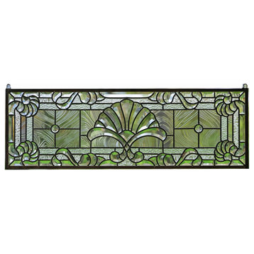 36" x 12" Stunning Handcrafted All Clear Stained Glass Beveled Window panel