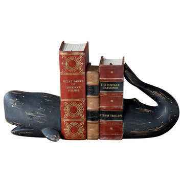 Whale Shaped Resin Bookends, 2-Piece Set