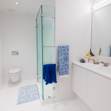 White Solid Surface Master Bath Walls and Floor - Philadelphia PA