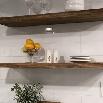 White Kitchen Floating Shelves
