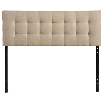 Hawthorne Collections Modern Fabric King Tufted Panel Headboard in Beige