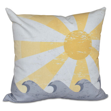 Sunbeams, Geometric Print Pillow, Yellow, 16"x16"