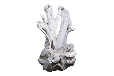 Gound Scale Organic Form Bleached Teak Wood Chair