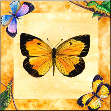 Tile Mural, Sleepy Orange Butterfly by Joan Heflin Rankin