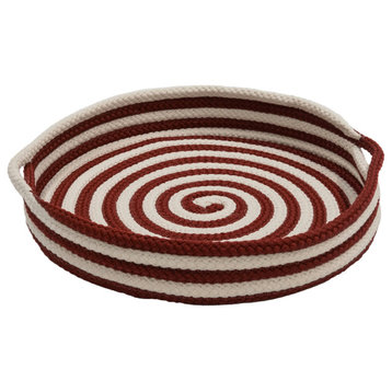 Candy Cane Round Tray, Red 18"X18"X3"