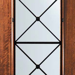 Slab Single Door 96 Wood Mahogany Republic 3/4 Lite Wrought Iron - Front Doors