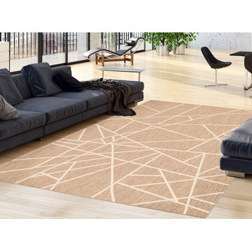 Sisal Abstract eCarpetGallery Area Rug, Taupe-Champagne, 5'3"x7'7"