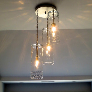 Blown Glass Chandelier - Art Glass Chandelier - Art Glass Lighting - Clear Glass