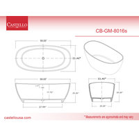 CastelloUSA Manhattan Solid Surface Stone Resin Freestanding Tub, White, 59"