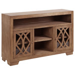 StyleCraft - Saddle Sand Two Door Wooden Entertainment Stand 34"H56"Wx14"D - The Saddle Sand Two Door Wood Entertainment Stand by StyleCraft is a rubbed wood farmhouse favorite. Crafted with multiple media shelves and two hinged doors, this cabinet is crafted with a decorative open front door with round edges for a clean, composed contemporary look. It combines the best of rustic style with an understated contemporary character that's ideal for a variety of uses in the home.