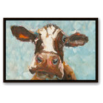 DDCG - Curious Cow 1 Canvas Wall Art, 20"x30", Framed - This canvas print features painterly brush strokes and whimsical colors. The wall art is printed on professional grade tightly woven canvas with a durable construction, finished backing, and is built ready to hang. The result is a remarkable piece of wall art that will add elegance and style to any room.