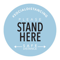 Stand Here - Floor Sticker - Boutique Style - 5pk, Sky Blue
