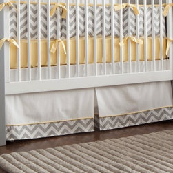 Gray and Yellow Zig Zag Crib Skirt - Baby Bedding