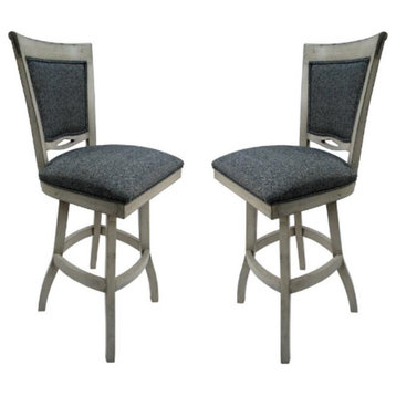 Home Square 34" Swivel Wood Extra Tall Bar Stool without Arms in Gray - Set of 2