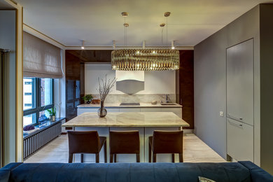 This is an example of a transitional kitchen in Saint Petersburg.
