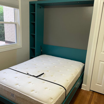 Custom Built Vertical Full Size Murphy Bed with Side Shelving