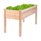 Costway Wooden Raised Vegetable Garden Bed Elevated Planter Kit Grow Gardening