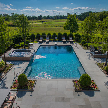 Lake Forest, IL Swimming Pool With Full Steps and Raised Spa With Sheer Descent