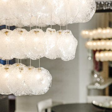 CRYSTAL SHELL | Custom Blown Glass Dining Room Chandelier | Modern Dining Light