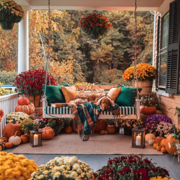Greens and yellows pop on stunning autumn porch