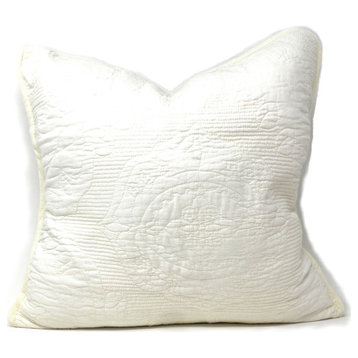 Tache 2 Piece Powder Snow 100% Cotton Solid White 18x18 Cushion Covers