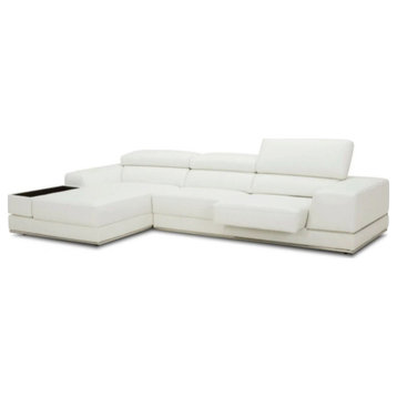 Mitzy Modern White Leather Left Facing Sectional Sofa