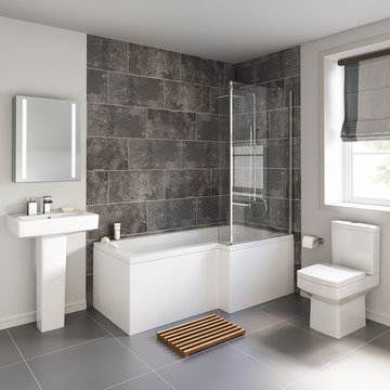 1700x850mm Belfort Shower Bath Suite - L Shaped Right Handed