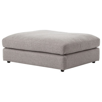 Contemporary Gray Fabric Upholstered Ottoman