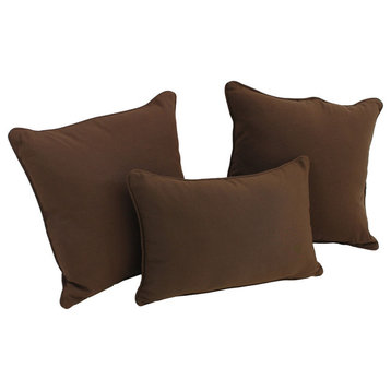Solid Twill Throw Pillows With Inserts, 3-Piece Set, Chocolate