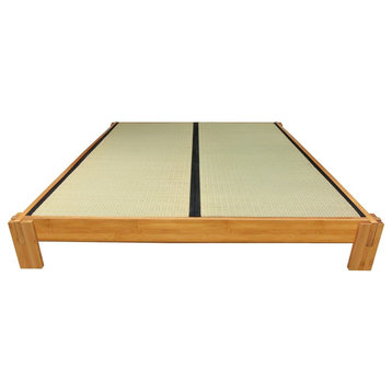 Tatami Platform Bed With Tatami Mats, Natural, Full