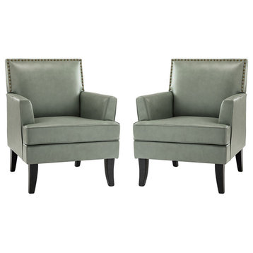 34" Living Room Accent Chair With Arms Set of 2, Sage
