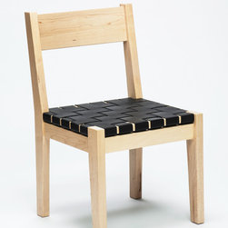 Solid Maple Chair with Woven Leather Seat - Dining Chairs