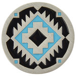 Notting Hill Decorative Hardware - Southwest Treasure Knob, Pewter and Turquoise - Screws Included: Yes