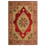 Bareens Designer Rugs - Antique Vegetable Dyed Porsche Red/Tan Wool Rug - 9'0'' x 12'0'' - Designed with mesmerizing intricacy and gorgeous color palette, this hand-knotted masterpiece demonstrates the beauty and electrifying thrill of Pak Persian art. These meticulously hand-knotted Pak-Persian rug is made with pure wool and features breathtaking traditional, transitional, and tribal designs in bold luxurious color pallets. Known for their intricate designs these rugs are a reproduction of Persian rugs, made in Pakistan with unique Mughal designs. Made by master weavers using the same Persian texture, design and dying technique, we wanted to produce the most significant manifestation of Persian art, life, and culture. This rug is most famous for its exceptional quality, incredible designs, patterns, and vibrant rich color. Pak-Persian rugs made with Persian weave with high knot counts, which enables the high intricacy and detail found in the patterns are also referred to as "State of art", each color adds a rich beautiful detail in the artwork of this rug. The design, color, and beautiful chromatic composition with a vibrant sheen with intricate designs, exude beauty, elegance, and quality make this rug a masterpiece of its own.