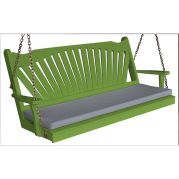 Pine Fanback Porch Swing, Lime Green, 4 Foot