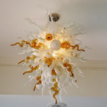 110 Stem Art Glass Chandelier - Dallas Residential Installation