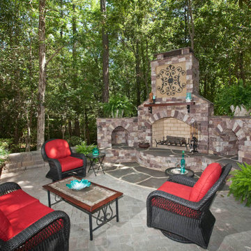 Outdoor Room with Stone Fireplace