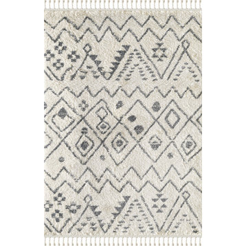 Abani Willow WIL100A Moroccan Tribal Print Black and Ivory Area Rug