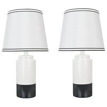 40114-32, Set of 2 Set, 18 1/2" High Ceramic Table Lamp, Off White & Black